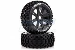 L-T3271B | Louise 3.3" B-Uphill Tyres On Black Spoke Rims - Glued Buggy Wheels W/ Foam 2Pcs