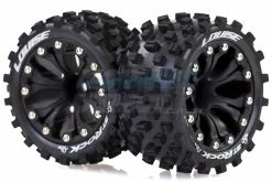 L-T3273BH | Louise 2.8" ST-Rock Tyres On Black Spoke Rims - Glued Truck Wheels W/ Foam 2Pcs