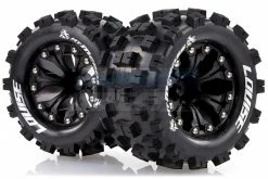 L-T3274BH | Louise 2.8" MT-Mcross Tyres On Black Spoke Rims - Glued Truck Wheels W/ Foam 2Pcs
