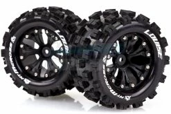 L-T3274SB | Louise 2.8" MT-Mcross Tyres On Black Spoke Rims - Glued Truck Wheels W/ Foam 2Pcs