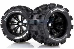 L-T3276BH | Louise 3.8" MT-Mcross Tyres On Black Spoke Rims - Glued Truck Wheels W/ Foam 2Pcs