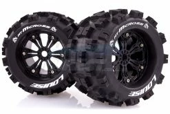 L-T3276B | Louise 3.8" MT-Mcross Tyres On Black Spoke Rims - Glued Truck Wheels W/ Foam 2Pcs