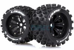 L-T3277BH | Louise 3.8" MT-Rock Tyres On (1/2 Offset) Black Rims - Glued Wheels 2Pcs