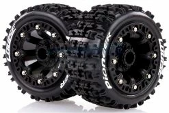 L-T3278SB | Louise 2.2" ST-Pioneer Tyres On Black Spoke Rims - Glued Truck Wheels W/ Foam 2Pcs