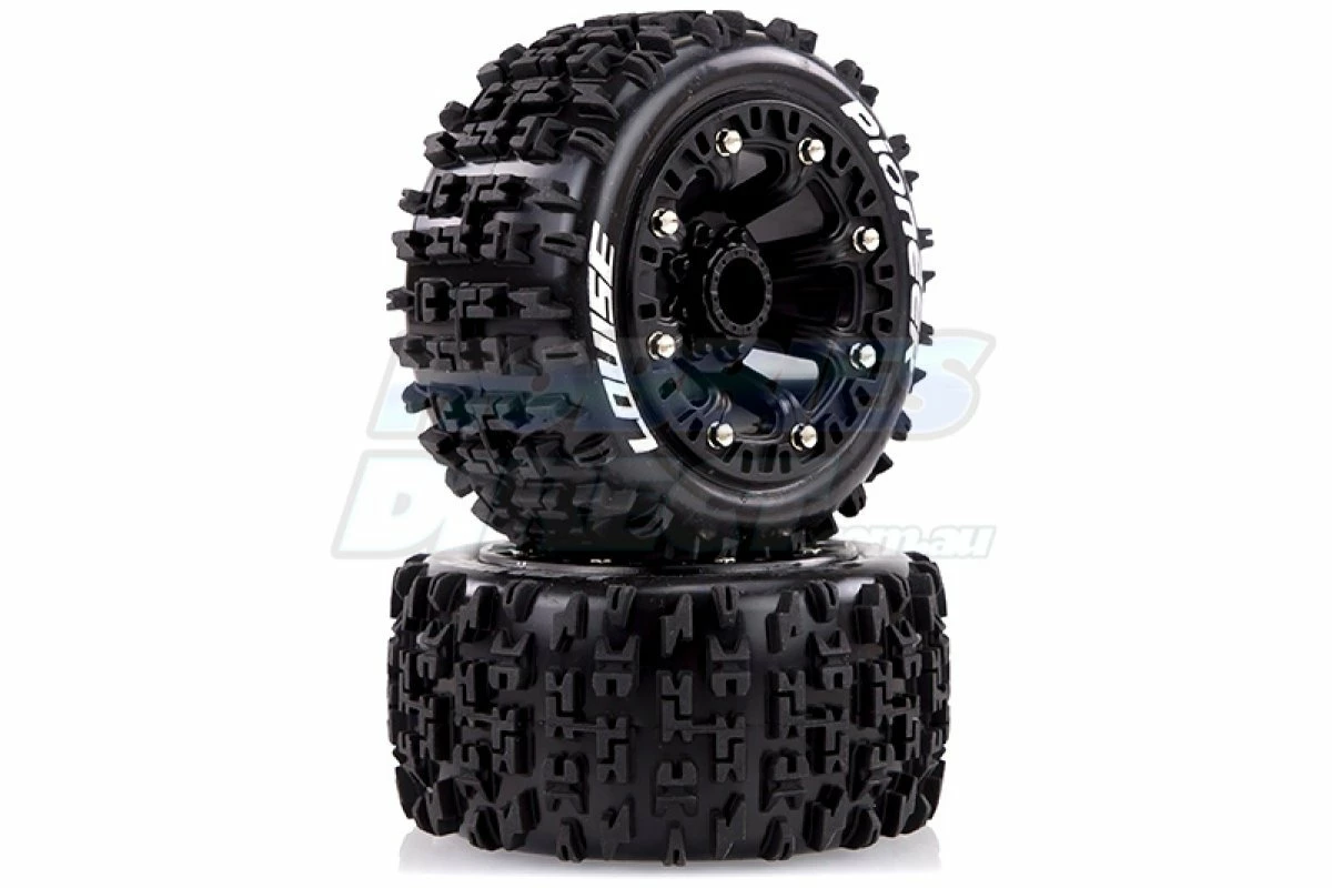 L-T3278SB | Louise 2.2" ST-Pioneer Tyres On Black Spoke Rims - Glued Truck Wheels W/ Foam 2Pcs - Image 2