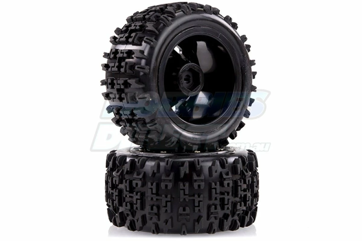 L-T3278SB | Louise 2.2" ST-Pioneer Tyres On Black Spoke Rims - Glued Truck Wheels W/ Foam 2Pcs - Image 3