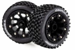 L-T3279SB | Louise 2.2" ST-Uphill Tyres On Black Spoke Rims - Glued Truck Wheels W/ Foam 2Pcs