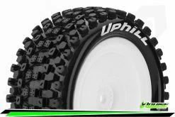 L-T3279SWKR | Louise 2.2" Rear E-Uphill Tyres On White Dish Rims - Glued Buggy Wheels W/ Foam 2Pcs