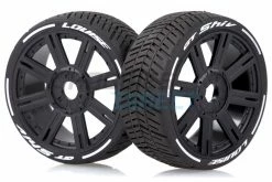 L-T3284SB | Louise 3.3" GT-Shiv MFT (Soft) Tyres On Black 8 Spoke Rims - Glued Wheels 2Pcs