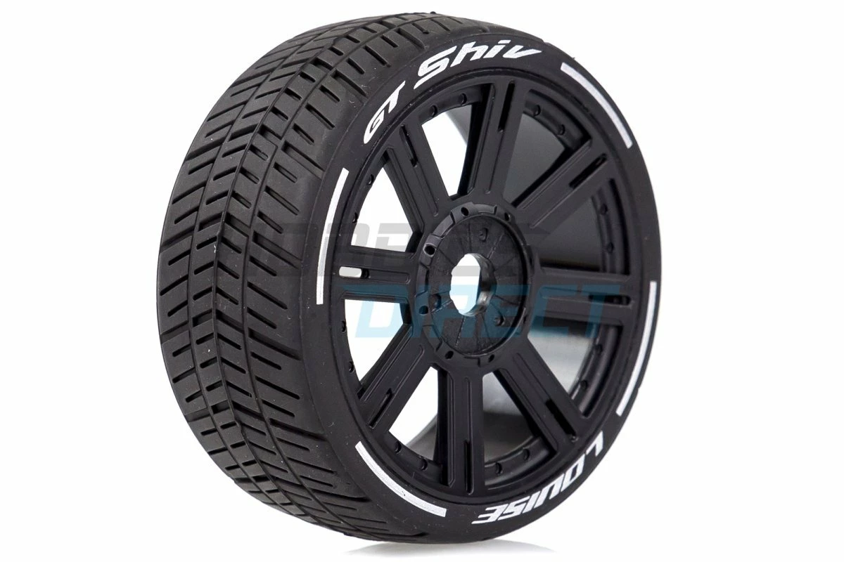 L-T3284SB | Louise 3.3" GT-Shiv MFT (Soft) Tyres On Black 8 Spoke Rims - Glued Wheels 2Pcs - Image 2