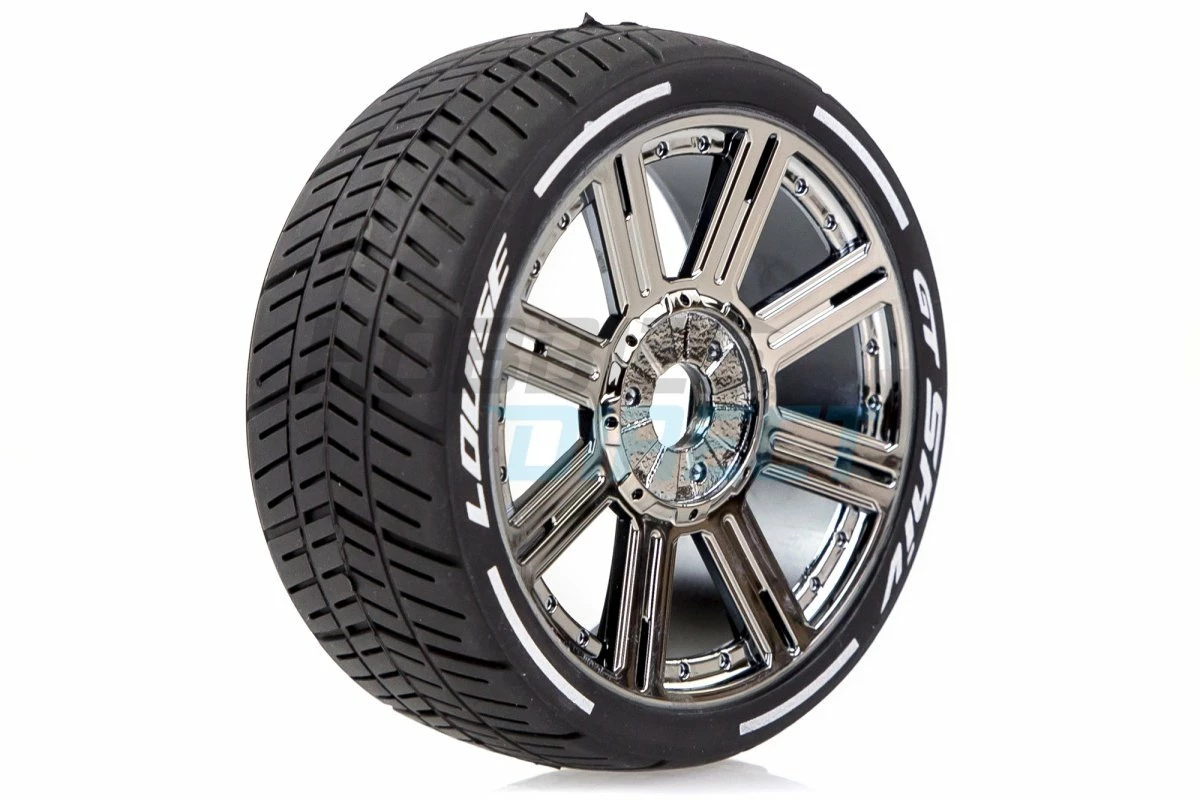 L-T3284VBC | Louise 3.3" GT-Shiv MFT (Super Soft) Tyres On Black Chrome 8 Spoke Rims - Glued Wheels 2Pcs - Image 2