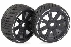 L-T3284VB | Louise 3.3" GT-Shiv MFT (Super Soft) Tyres On Black 8 Spoke Rims - Glued Wheels 2Pcs