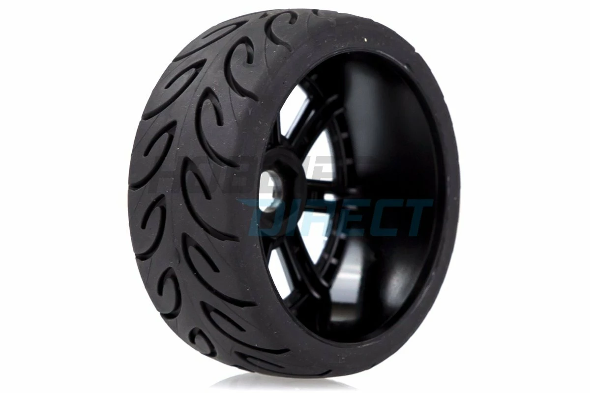 L-T3285SBC | Louise 3.3" GT-Tarmac MFT (Soft) Tyres On Black Chrome 8 Spoke Rims - Glued Wheels 2Pcs - Image 3