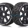 L-T3285VB | Louise 3.3" GT-Tarmac MFT (Super Soft) Tyres On Black 8 Spoke Rims - Glued Wheels 2Pcs