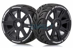 L-T3285VB | Louise 3.3" GT-Tarmac MFT (Super Soft) Tyres On Black 8 Spoke Rims - Glued Wheels 2Pcs
