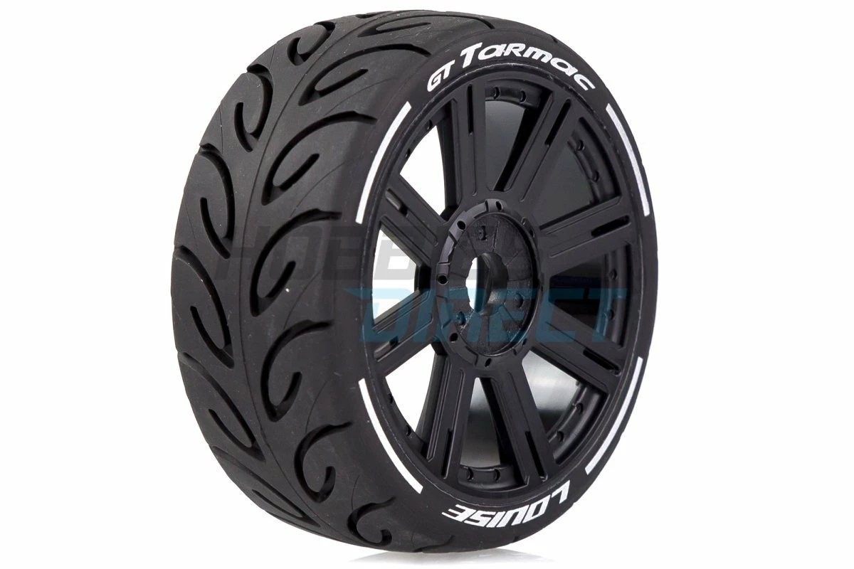 L-T3285VB | Louise 3.3" GT-Tarmac MFT (Super Soft) Tyres On Black 8 Spoke Rims - Glued Wheels 2Pcs - Image 2
