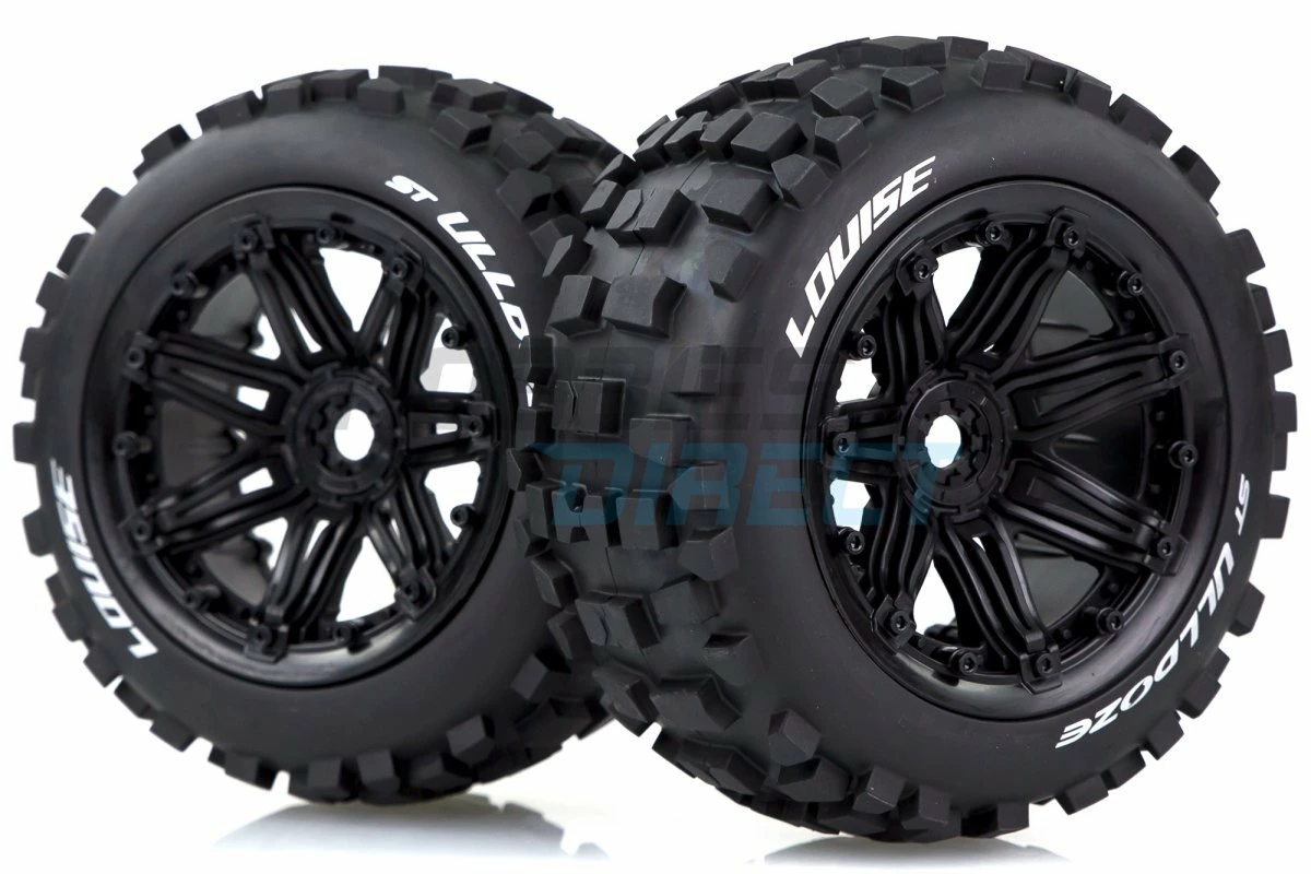 L-T3288B | Louise 4.7/5.5" ST-Ulldoze Tyres On Black Spoke Rims - Beadlocked Wheels 2Pcs