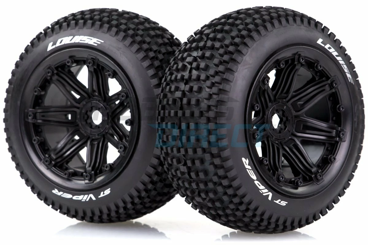 L-T3289B | Louise 4.7/5.5" ST-Viper Tyres On Black Spoke Rims - Beadlocked Wheels 2Pcs