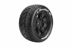 L-T3295BM | Louise 5.5" X-Rocket Sport MFT Tyres On 7 Spoke Black Rims - Glued Wheels 2Pcs