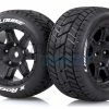 L-T3295B | Louise 5.5" X-Rocket MFT Tyres On Black Spoke Rims - Glued Wheels 2Pcs