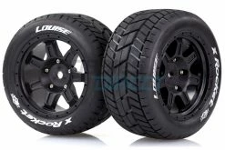 L-T3295B | Louise 5.5" X-Rocket MFT Tyres On Black Spoke Rims - Glued Wheels 2Pcs