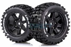 T3296B | Louise 5.5" X-Pioneer MFT Tyres On Black Spoke Rims - Glued Wheels 2Pcs
