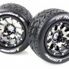 L-T3307SBCH | Louise 3.3" MT-Rocket MFT Tyres On (1/2 Offset) Black Chrome Rims - Beadlocked Wheels 2Pcs