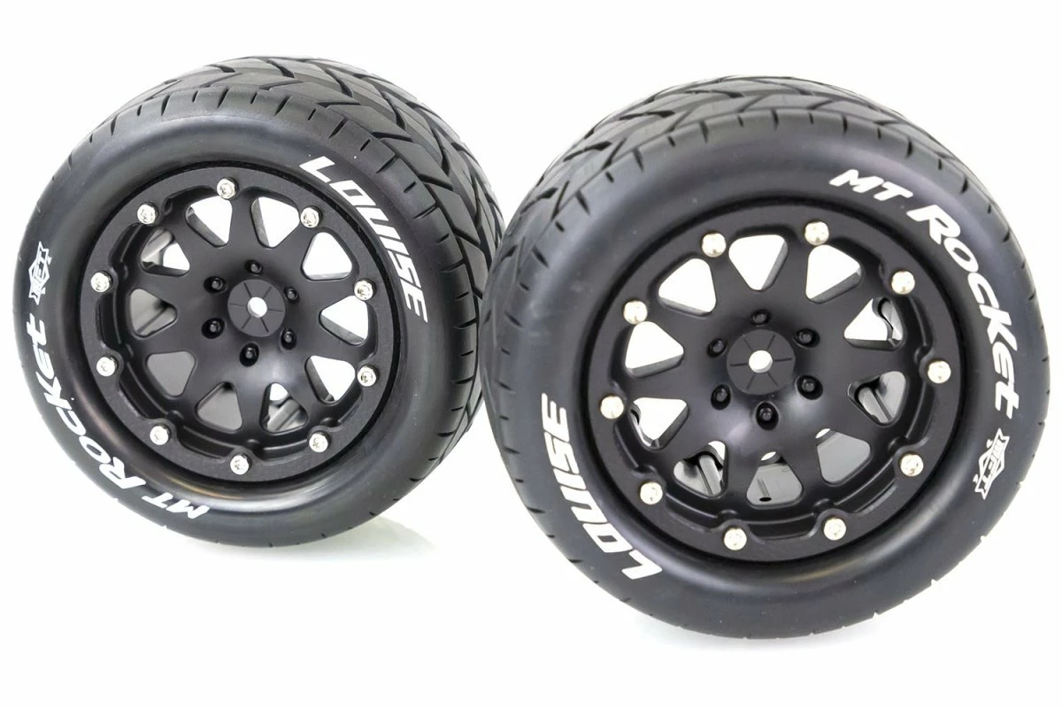L-T3307SB | Louise 3.3" MT-Rocket MFT Tyres On Black Rims - Beadlocked Wheels 2Pcs