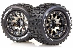 L-T3308SBCH | Louise 3.3" MT-Pioneer MFT Tyres On (1/2 Offset) Black Chrome Rims - Beadlocked Wheels 2Pcs