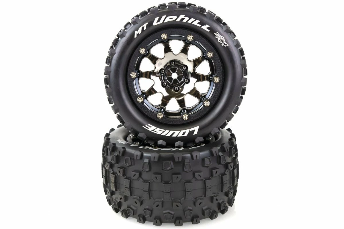 L-T3309SBC | Louise 3.3" MT-Uphill MFT Tyres On Black Chrome Rims - Beadlocked Wheels 2Pcs - Image 2