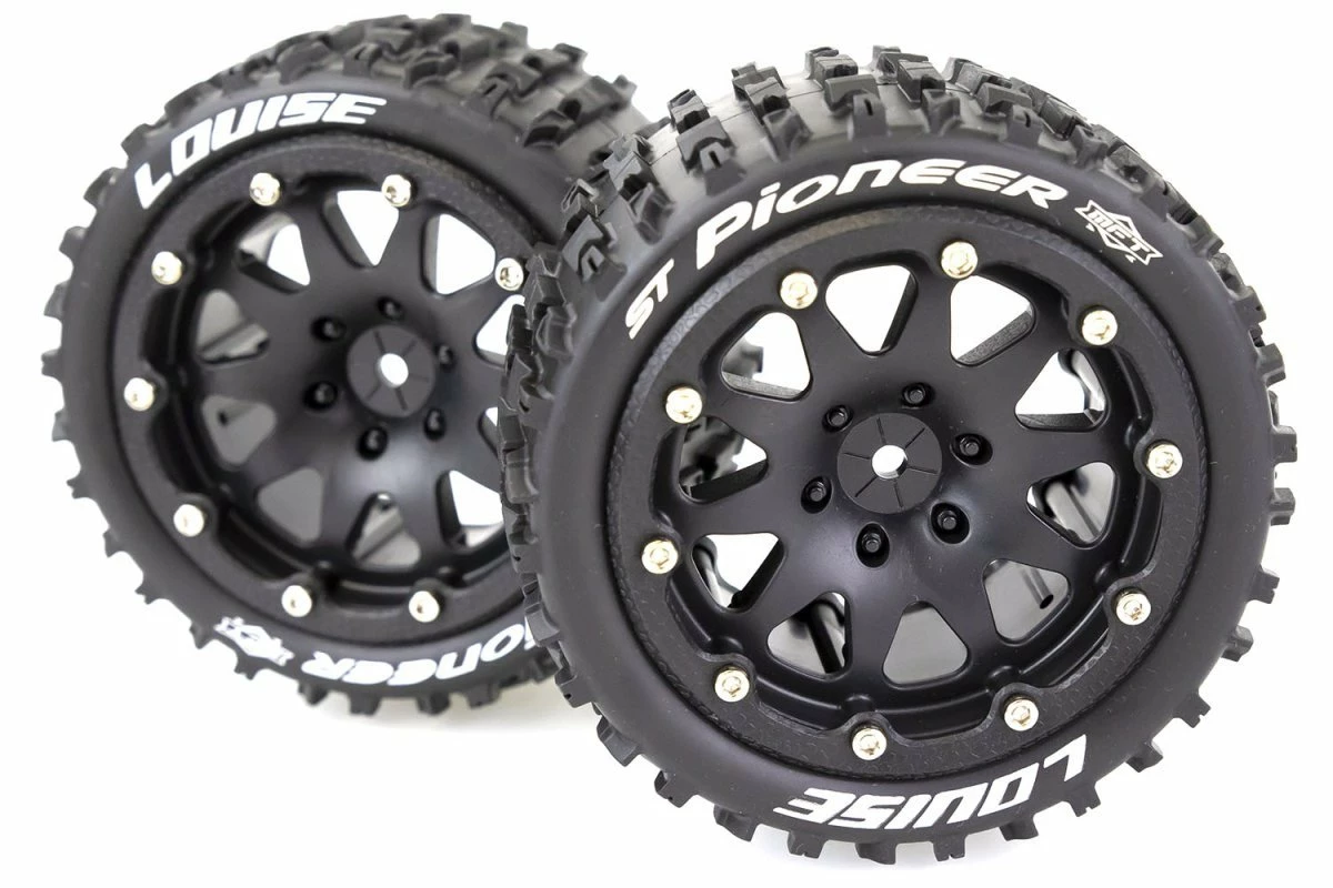 L-T3312SB | Louise 3.3" ST-Pioneer MFT Tyres On Black Rims - Beadlocked Wheels 2Pcs