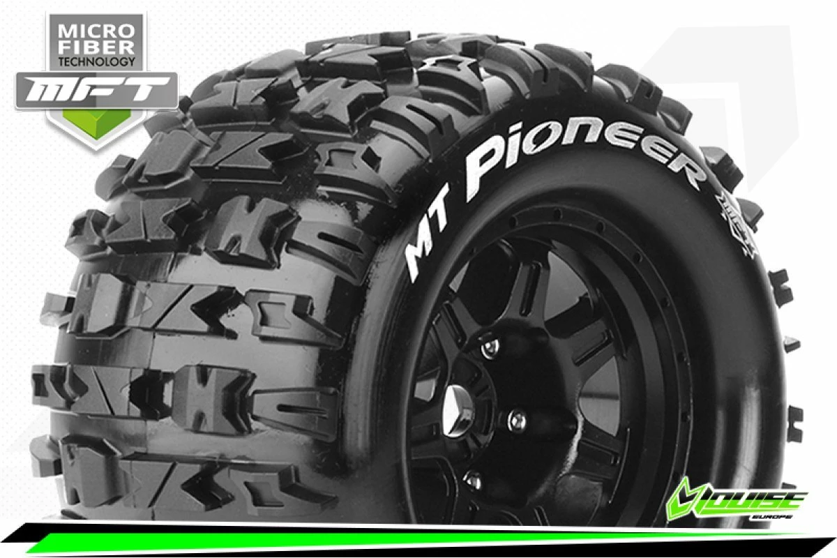 L-T3321BH | Louise 3.8" MT-Pioneer MFT Tyres On (1/2 Offset) Black Rims - Glued Wheels 2Pcs - Image 2