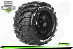 L-T3323B | Louise 3.8" MT-Cyclone MFT Tyres On (0 Offset) Black Rims - Glued Wheels 2Pcs