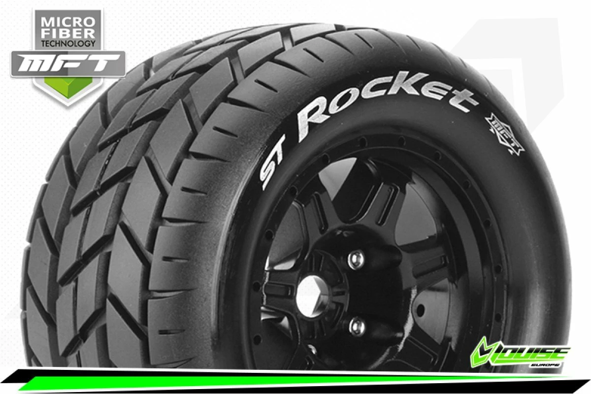 L-T3324B | Louise 3.8" ST-Rocket MFT Tyres On (0 Offset) Black Rims - Glued Wheels 2Pcs - Image 2