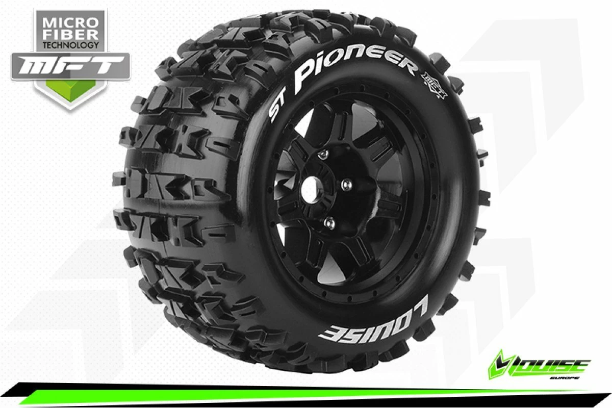 L-T3325B | Louise 3.8" ST-Pioneer MFT Tyres On (0 Offset) Black Rims - Glued Wheels 2Pcs