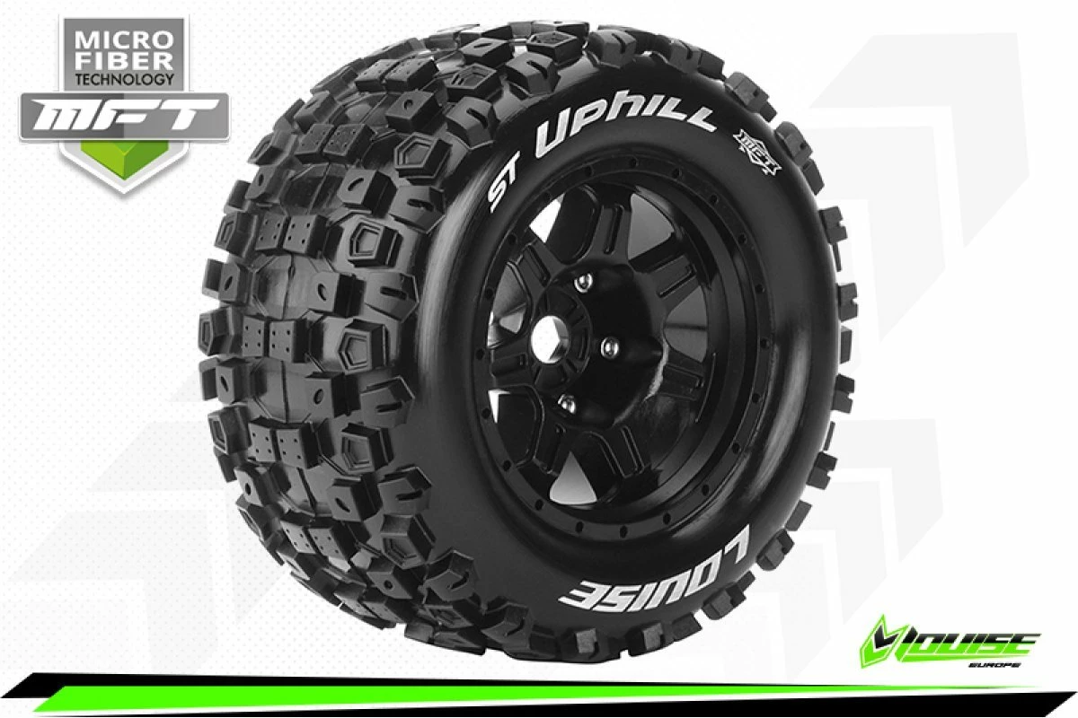 L-T3326B | Louise 3.8" ST-Uphill MFT Tyres On (0 Offset) Black Rims - Glued Wheels 2Pcs