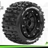 L-T3329SB | Louise 3.3" 1/10 Maxx 4S MT-Pioneer MFT Tyres On (1/2 Offset) Black Rims - Beadlocked Wheels 2Pcs
