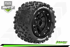 L-T3330SB | Louise 3.3" 1/10 Maxx 4S MT-Uphill MFT Tyres On (1/2 Offset) Black Rims - Beadlocked Wheels 2Pcs