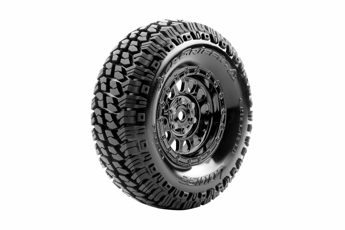 L-T3344VBC | Louise 1.9" CR-Griffin Super Soft Tyres On Black Chrome Rims - Glued Wheels 2Pcs