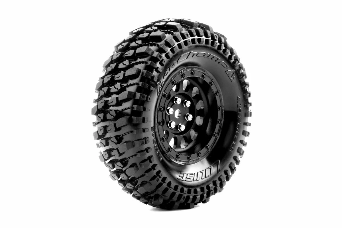 L-T3345VB | Louise 1.9" CR-Champ Super Soft Tyres On Black Rims - Glued Wheels 2Pcs