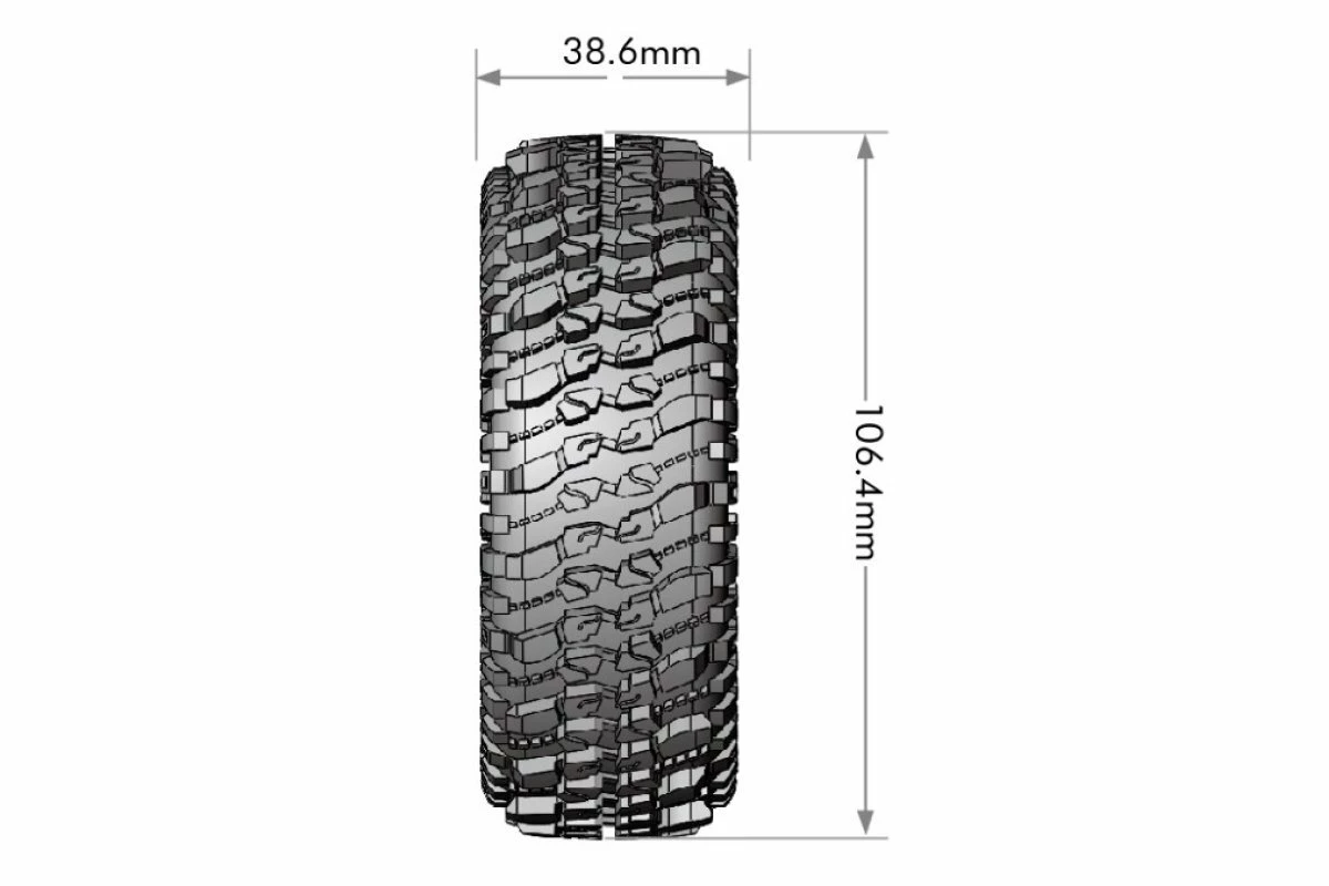 L-T3345VB | Louise 1.9" CR-Champ Super Soft Tyres On Black Rims - Glued Wheels 2Pcs - Image 2