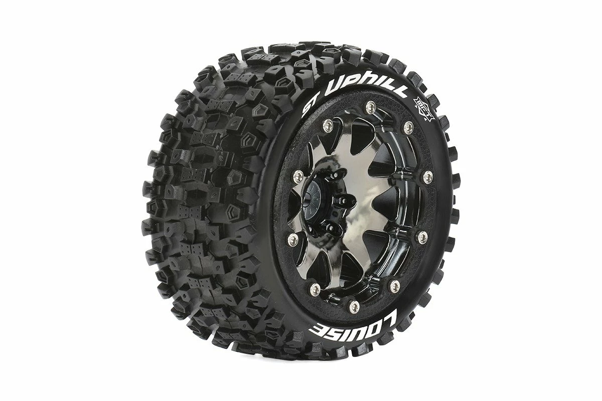 L-T3313SB | Louise 3.3" ST-Uphill Tyres On 0 Offset Black Rims - Glued Wheels 2Pcs